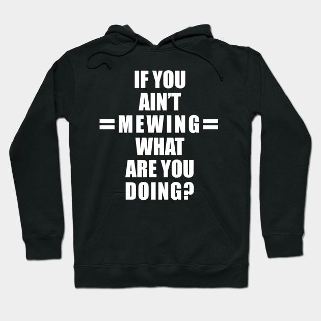 If You Ain’t Mewing What Are You Doing? All White Version Hoodie by SubtleSplit